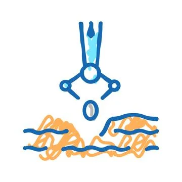 Mechanical robot sowing icon doodle illustration Stock Illustration