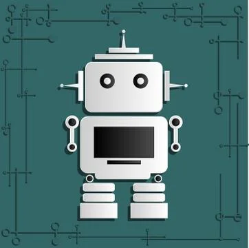 Mechanical robot in the style of paper cut. Vector illustration. Stock Illustration