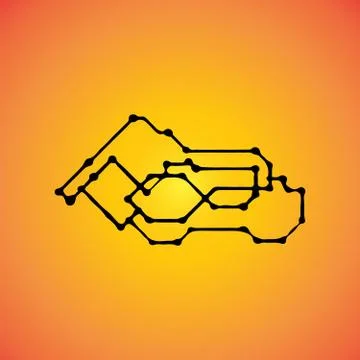 Mechanical schemes, vector engineering drawing with geometric parts mechani.. Stock Illustration