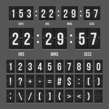 Mechanical scoreboard countdown timer vector illustration isolated イラスト素材