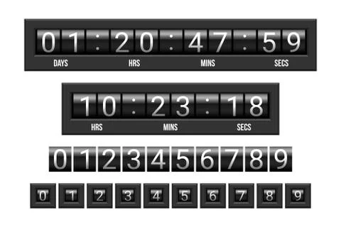 Mechanical scoreboard countdown timer vector illustration isolated Stock-Illustration