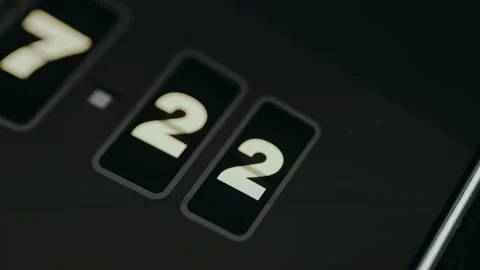 Mechanical scoreboard digits, digital countdown interface Stock Footage 332935590