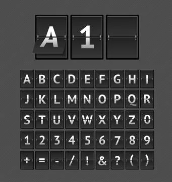 Mechanical Scoreboard or Flipping Panel with Letters and Numbers. Vector Illustrazione stock
