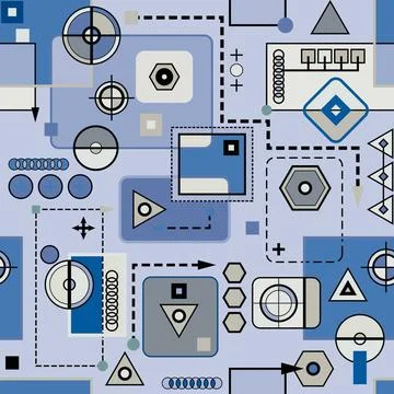 Mechanical seamless pattern 2.2 Winter version Mechanical seamless pattern... Foto stock