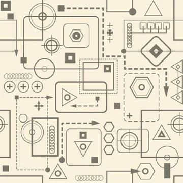 Mechanical seamless pattern 2.3 Retro background. Stock Illustration