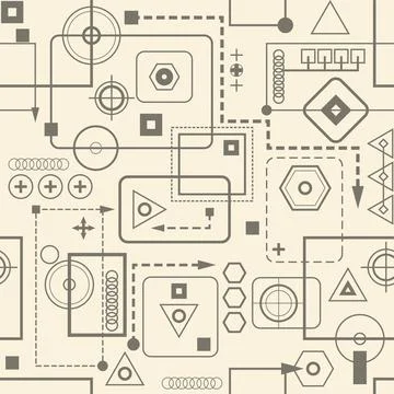 Mechanical seamless pattern 2.3 Retro background. Mechanical seamless patt... Stock Photos