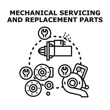 Mechanical servicing and replacement parts concept illustration Stock Illustration