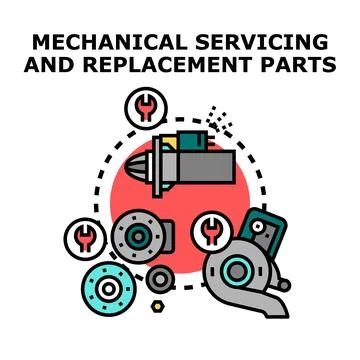 Mechanical servicing and replacement parts concept illustration Stock Illustration