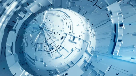 Mechanical сircle sectors seamless loop 3D render animation Stock Footage 117333253