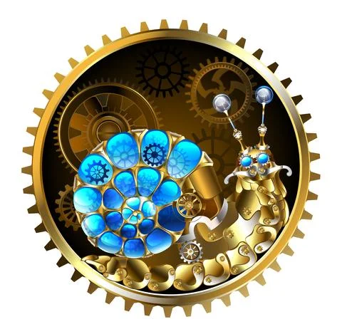 Mechanical snail in circle Illustrazione stock