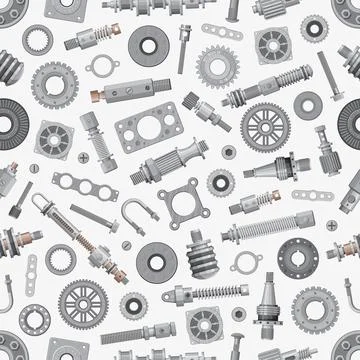 Mechanical spare parts seamless pattern background Stock Illustration