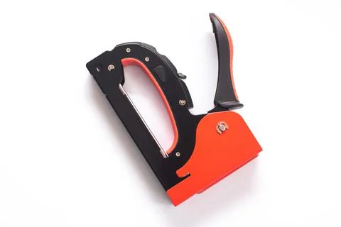 Mechanical spring stapler gun. on a white background. Stock Photos