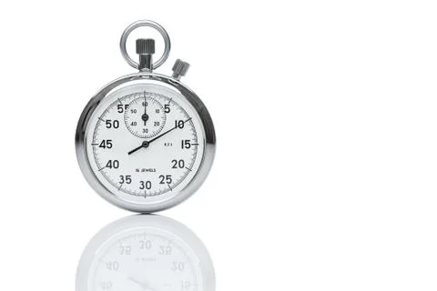 Mechanical stopwatch with reflection isolated on white background Stock Photos