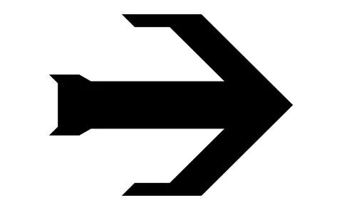 Mechanical style arrow icon, Tech design directional sign, Angular pointer ve Stock Illustration