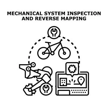 Mechanical system inspection and reverse engineering mapping service Stockillustratie