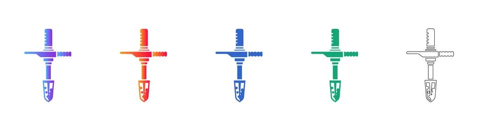 Mechanical Tapping Tool Icons Stock Illustration