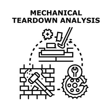 Mechanical teardown analysis concept with deconstruction process Stock Illustration