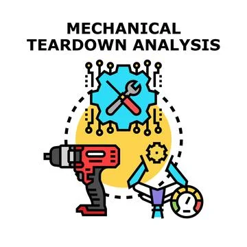 Mechanical teardown analysis concept in flat icon 스톡 일러스트