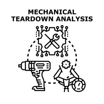 Mechanical teardown analysis concept in flat icon Stock Illustration