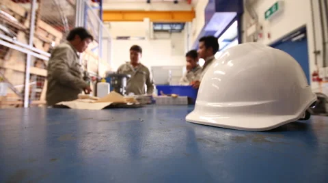 Mechanical technician group working in work shop Stock Footage 56444214