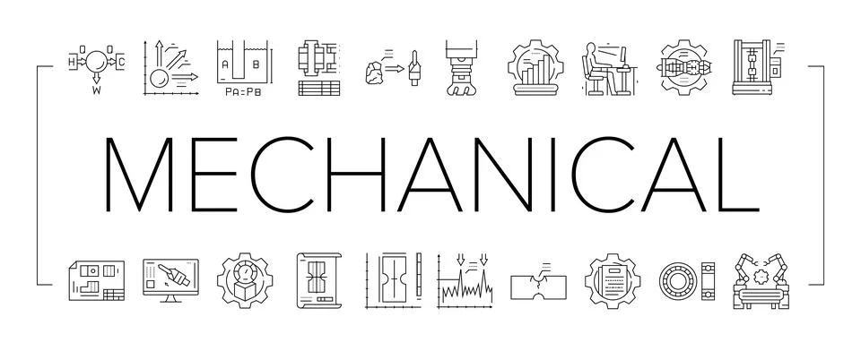 Mechanical technology engineer icons set vector Stock Illustration