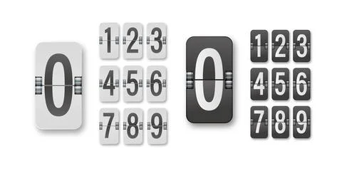 Mechanical timetable scoreboard information board display numbers. Vector. Stock Illustration