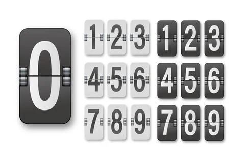 Mechanical timetable scoreboard information board display numbers. Vector. Stock Illustration