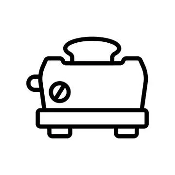 Mechanical toaster with slice of bread icon vector outline illustration Illustrazione stock
