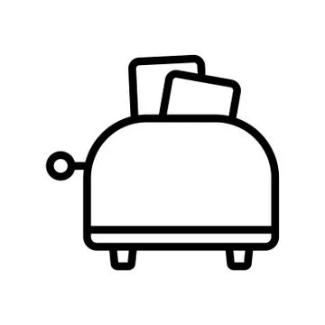 Mechanical toaster with two slices of bread icon vector outline illustration Illustrazione stock