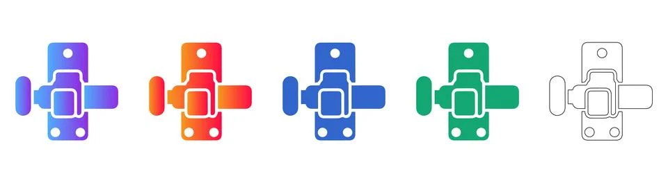 Mechanical Toggle Clamp Vector Icon Set Illustrazione stock