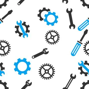 Mechanical Tools Seamless Flat Vector Pattern Illustrazione stock
