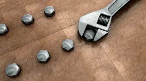 Mechanical tools, spanner and nut. Stock Footage 12032894