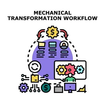 Mechanical transformation workflow automating business processes concept Ilustración de archivo