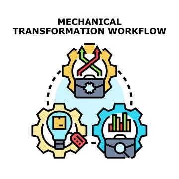Mechanical transformation workflow improving business processes Stock-Illustration