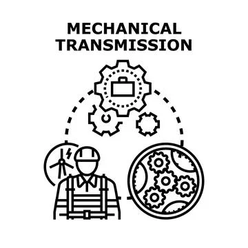 Mechanical transmission engineering concept with gears Illustrazione stock