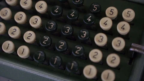 Mechanical typewriter. Close-up. Slow motion video. Stock Footage 210264562