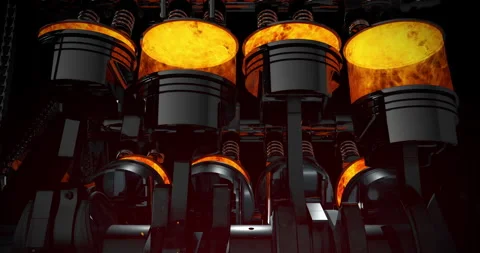 Mechanical V8 Engine Animation with Transparent Wireframe Car Stock Footage 313925506