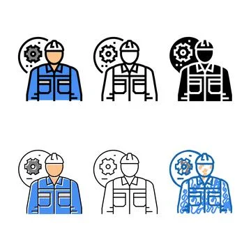 Mechanical variants engineer worker color icon vector Stockillustratie