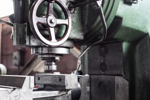 Mechanical vertical milling machine. Stock Photos