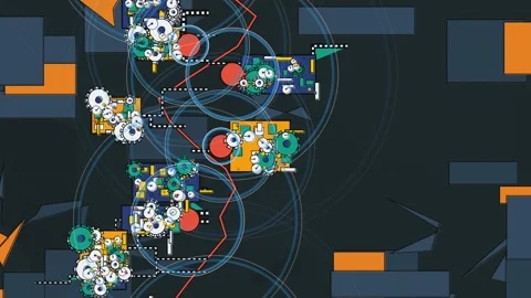 Mechanical Vertical Network Structure With Rotating Gears Animation 库存影片 340904355