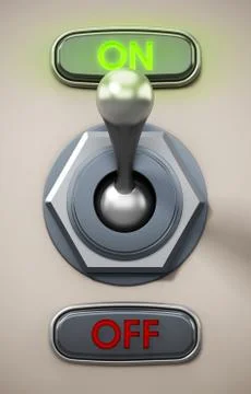 Mechanical vintage on off button. 3D illustration 스톡 일러스트