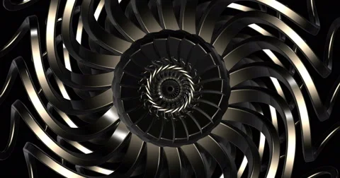Mechanical Visual Rotating Seamless Loop Gate Gold Video stock 49894332