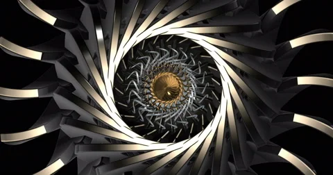 Mechanical Visual Rotating Seamless Loop Gold Arrow Stock Footage 49894759