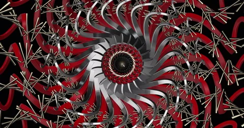 Mechanical Visual Wheel Backdrop Rotate Seamless Loop Red Gate Stock Footage 50115105