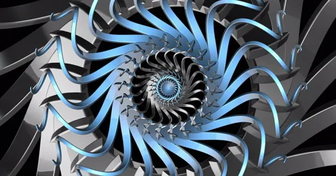 Mechanical Visual Wheel Backdrop Rotate Blue Silver Stock Footage 50139549