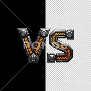 Mechanical vs icon with orange hazard stripes, industrial metal versus badge PSD 템플릿