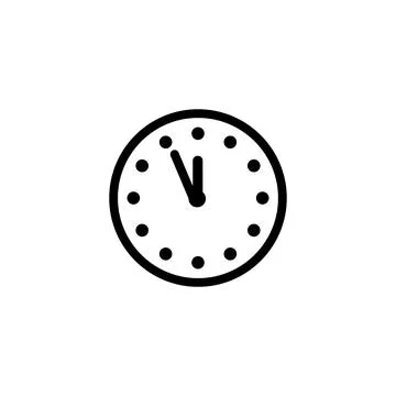 Mechanical Wall Clock, Watch Time. Flat Vector Icon illustration. Simple blac Stock Illustration
