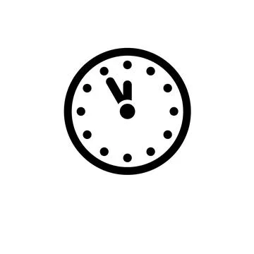 Mechanical Wall Clock, Watch Time Solid Flat Vector Icon Isolated on White .. Stock Illustration