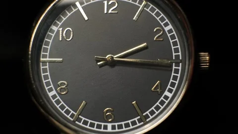 Mechanical watch close-up. Accelerated clock video. arrows move quickly. dark ba Stock Footage 246630217