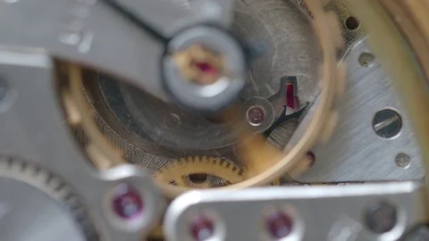 Mechanical watch with focus on gear with ruby on background Stock Footage 94718022